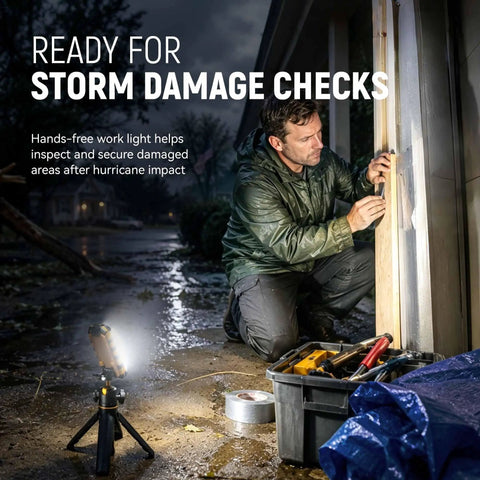 Rechargeable Magnetic Work Light With 40W LED 1500 Lumens Beast Mode Brightness hands-free during storm damage check