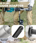 Heavy Duty Three Quarters Inch Chuck Auger Drill Adapter For 4 And 6 Inch Garden Auger Bits, 10mm Shank, in use with a drill