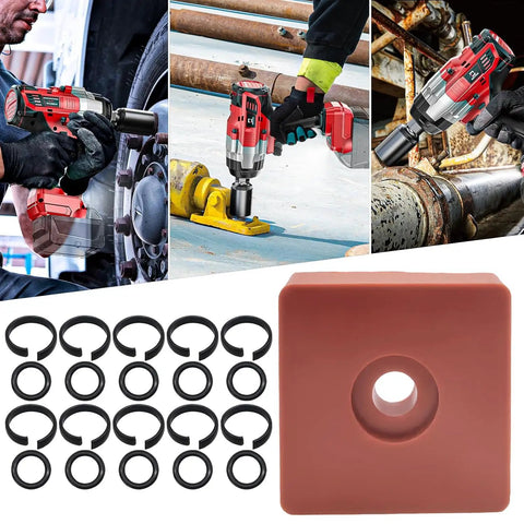 Top Shelf 3/8 Inch Impact Wrench Retaining Ring Clip Kit With Slick Anvil Installation Tool And Heavy Duty Rubber O Rings For Cordless Or Pneumatic Tools Keep It Running with clips and installation tool.