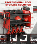 Red Heavy Duty Power Tool Organizer Wall Mount With Charging Station, 3 Layer Garage Tool Storage For Over 50 Tools