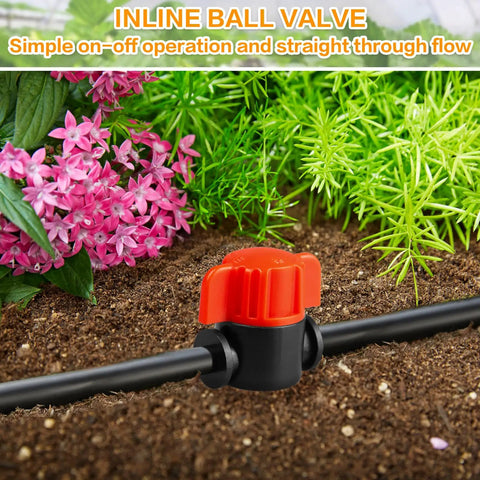 25 Pack One Quarter Inch Drip Irrigation Shut Off Valve Inline Cut Off Valve Fits One Quarter Inch Drip Tubing For Garden Lawn Watering Easy Flow Control Durable Inline Valve For Irrigation Systems, inline drip valve in garden bed