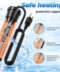 Portable Water Heater For Buckets And Tubs Featuring A Beefy 2000 Watt Immersion Design with a water-resistant cord and glowing heating element.