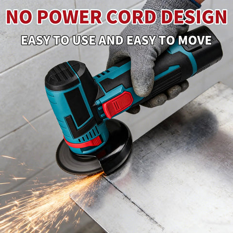 Cordless Mini Angle Grinder Set 12V 3 Inch Power Cutter With Dual Batteries And Two Cutting Wheels 20000 RPM Handheld Metal Grinder in use