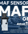 Mass Air Flow Sensor MAF Direct Fit Works With Infiniti QX60 And Nissan Altima Juke Kicks Maxima Murano Pathfinder Rogue Sentra Versa Replaces 22680BV80B 22680-5RF0A AFH60M-48 shown against a mechanical background