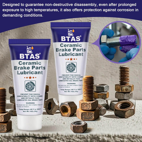 Pro Grade High Temp Brake Caliper Grease For Disc Brakes, 2 Pack 1oz Each with nuts and bolts, synthetic silicone ceramic lubricant