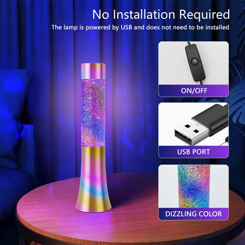 Color Changing Glitter Lamp USB Powered Mood Light For Bedrooms And Parties Teens And Kids Gift Floating Sequins Vibe Lamp