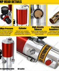 Pump head details for Portable Pneumatic Grease Gun With 50 to 1 High Pressure, Air Powered Grease Pump for 20 to 55 Gallon Drums.