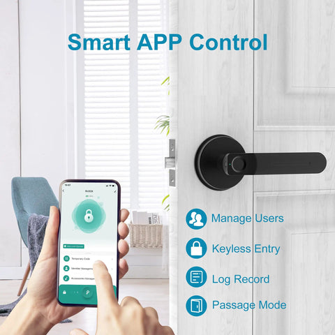 Biometric Door Lock With Smart App Control, Fingerprint Knob, Remote Unlock, And 3 In 1 Access For Home Office Bedroom