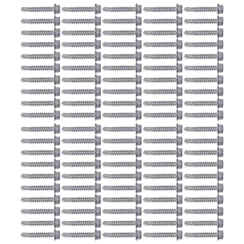 100 Pcs Self Tapping Stainless Steel Hex Washer Head Screws Kit With Self Drilling Point in grid layout