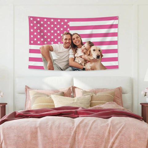 Pink American Flag 3x5 Ft Personalize With Your Own Image Logo Or Text Single Or Double Sided Flag Tapestry For Bedroom Decor