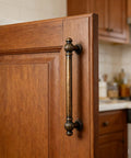 Old School Vintage Antique Brass Cabinet Pull on kitchen cabinet door, 5 Inch Brushed Bronze Drawer Handles, zinc alloy hardware