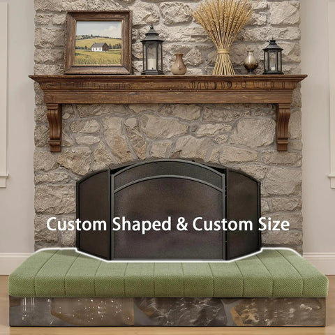 Custom Fit Fireplace Hearth Pad Big Time Ultra Snug Corduroy Baby Proof Buffer Bumper Non Slip Window Seat Cover on stone fireplace
