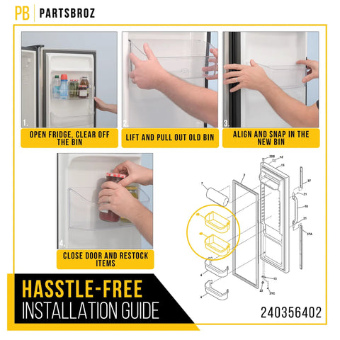 Replacement Refrigerator Door Bin Shelf For Frigidaire Models LFSS2612TF0 FFSS2615TS5 FFSS2615TS0 install guide