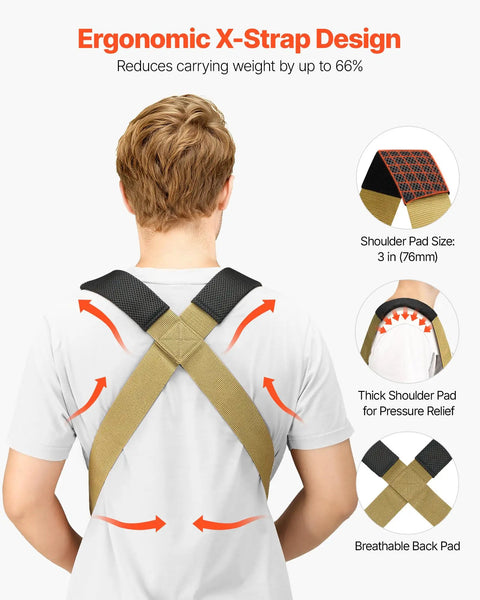 Heavy Duty Two Person Moving Straps With Adjustable Shoulder Harness And Beefy Steel Buckles For Hassle Free Hauling Of Furniture Mattresses And Appliances Without Wrecking Your Back - ergonomic X-strap design with padded shoulder pads.