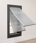 Jumbo Black Wall Mount Dog Door Built Hecka Tough With A Double Flap Seal That Blocks Cold Air While Big Pups Chill Indoors.