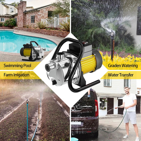 Heavy Duty 1.6HP Electric Water Transfer Pump 110V Shallow Well Pressure Booster for irrigation and pool cleaning.