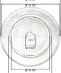 Glass Microwave Turntable Tray 15.75 Inch Replacement Plate for KitchenAid Ovens, top view showing dimensions