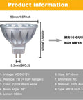 MR16 LED Bulbs 7W GU5.3 Easy Install Replacement For 50W 60W 70W 75W Halogen, 2700K Warm White, 12V spotlight with specifications