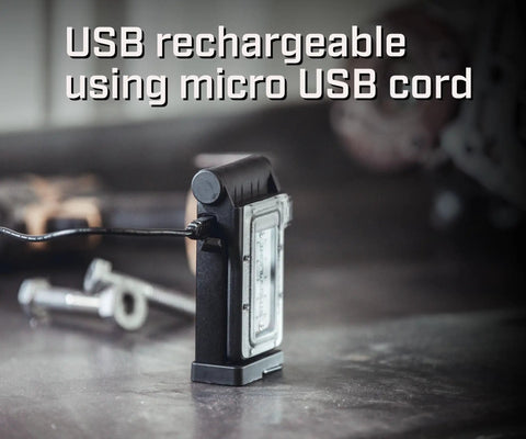 Flipmate 500 Lumen USB Rechargeable Multi Function Compact Work Light Black with micro USB cord for charging