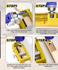 Steps showcasing Router Template Hinge Mortiser For 3 To 5 Inch Hinges No Fuss Fit, Square Or Radius Corner Styles setup.