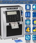 Talking ATM Piggy Bank For Kids With Dual Debit Cards, Auto Opening Drawer, Real Money Bill Feeder, Coin Recognition visible