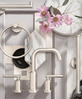 Gibson Brushed Nickel Two Handle Adjustable Widespread High Arc Bathroom Sink Faucet Valve Required MPact Compatible, modern style
