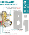 Brushed Nickel Shower System With 10 Inch Rain Showerhead, brass valve components, wall mounted, high precision connectors.