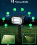 Six Pack Solar Landscape Spotlights With 48 LEDs And Three Brightness Modes For Custom Ambience Outdoor 2 In 1 Solar Spot Lights