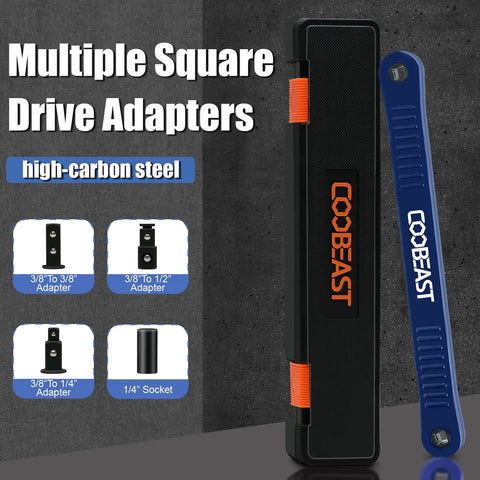 Offset Extension Wrench For Tight Spots Impact Ready Socket Extender with adapters, high-carbon steel, various drive sizes.