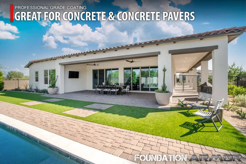Water Based Acrylic Concrete Sealer And Paver Protector With Cure And Seal Formula Low Gloss Guard 5 Gallon Barrel in outdoor setting.