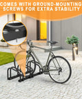 Three Bike Floor Stand For Garage And Indoor And Outdoor Use Space Saving Bike Rack That Mounts To Floor Fits 22 To 28 Inch Wheels