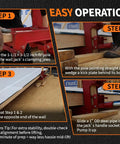 Red malleable cast-iron wall jack for lifting beams; 1000 lb capacity; fits fir poles or 1 in OD steel pipe.