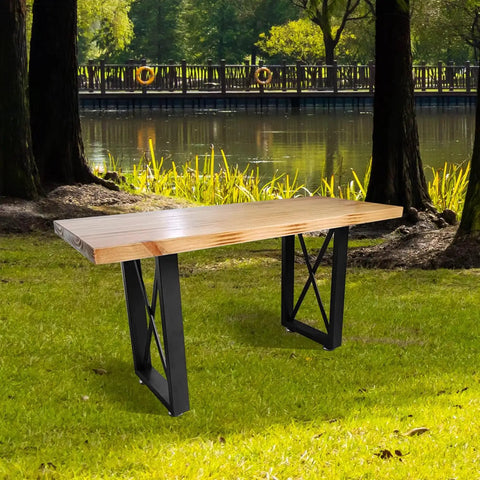 Outdoor bench with heavy duty beefy steel X shape table legs 16 inch black 2 pack adjustable industrial coffee table supports