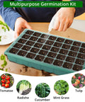Seed Starter Tray With Grow Light And Digital Controller 80 Cell Germination Kit With Humidity Dome shown in use on table