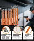 BGTEC 10-piece masonry drill bit set with orange carbide tips, sizes 3/16 to 1/2 inch, for concrete/brick.
