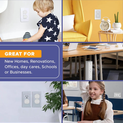 Baby Proof Outlet Covers 36 Pack White No Sweat Easy Press In Fit For Unused Outlets And Socket Safety Caps To Block Little Hands From Getting Shocked At Home with various usage scenarios.