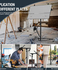 16 Foot Heavy Duty Drywall Lift And Rolling Panel Hoist, 150 Lb Capacity Telescopic Jack in construction setting.