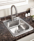 Installed Topmount Stainless Steel Bar And Prep Sink With 3 Hole Design 17 By 22 Inch Deep Bowl 14 By 15.75 By 6.5 Inches 22 Gauge