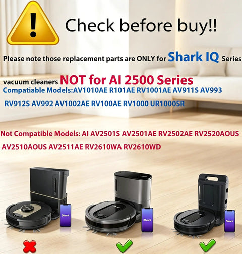 Image highlighting compatible and non-compatible models for Replacement Parts Kit For IQ Series Vacuum Cleaners Compatible With R101AE RV1001AE RV1000C RV1000S RV1001AEC RV912S RV913S AV970 AV993 AV992 AV911S AV915S AV1002AE AV1102A DIY Replacement Filter Brush Roller Heads Shell.