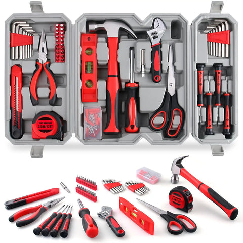 160-Piece All-Purpose Tool Set in a delicate toolbox for everyday home repairs, DIY projects, garage and office use