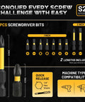 79 Piece Screwdriver Bits Set with 1 and 2 inch lengths, S2 material, quick release hex shank for easy compatibility.