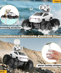 Amphibious RC Car With Water Cannon And Waterproof Remote Scale One To Sixteen 4WD Monster Truck on water and land