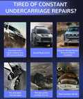 Image showing damaged skid plate and bare undercarriage, highlighting risks of corrosion and vehicle repairs.