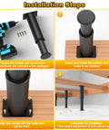 Installation steps for Heavy Duty Adjustable Bed Support Legs For Bedroom Frames And Living Room Sofas with drill and screws.