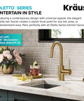 Oletto Single Handle Kitchen Bar Faucet With QuickDock Top Mount in Spot Free Antique Champagne Bronze Finish installed on countertop