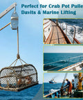 Top Shelf Heavy Duty Crab Pot Retrieval Kit With Marine Grade 304 Stainless Steel Davit Bracket and High Capacity Low Drag Pulley for Hog Wild Harvest Days, marine setup with crab pot