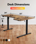 Electric L Shaped Standing Desk With Memory Presets, 55 Inch Long, 32 Inch Wide Corner Sit Stand Desk For Home Office with dimensions