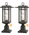 Dusk To Dawn Outdoor Post Light Set, 21-Inch Pier Mount Lantern, Exterior Lamp Post Fixture With Base, Oil Rubbed Bronze, Craftsman Style