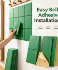 Peel And Stick Acoustic Wall Panels 12 Pack SoundProof Foam Tiles being installed on a wall, showcasing self-adhesive feature.