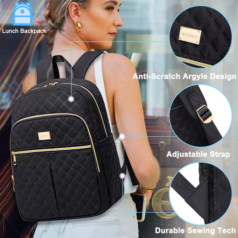 Woman wearing Womens Lunch Backpack With 20L Insulated Cooler and adjustable strap, featuring anti-scratch design.
